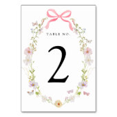 ピンクのワイルドフラワーの蝶のテーブルナンバー テーブルナンバー (裏面)