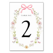 ピンクのワイルドフラワーの蝶のテーブルナンバー テーブルナンバー (正面)