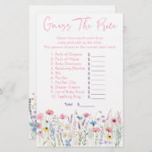 ピンクのワイルドフラワーは、価格シャワーゲームを推測 (正面/裏面)