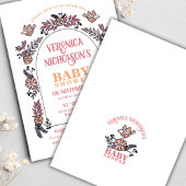 ピンクのワイルドフラワーアーチガール赤ちゃんシャワー 招待状