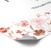 ピンクのワイルドフラワーウェルカムサイン ポスター (角)