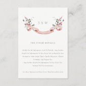 ピンクのワイルドフラワーウォータカラーリボン結婚の詳細 エンクロージャーカード (正面)