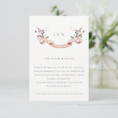 ピンクのワイルドフラワーウォータカラーリボン結婚の詳細 エンクロージャーカード (スタンド正面)