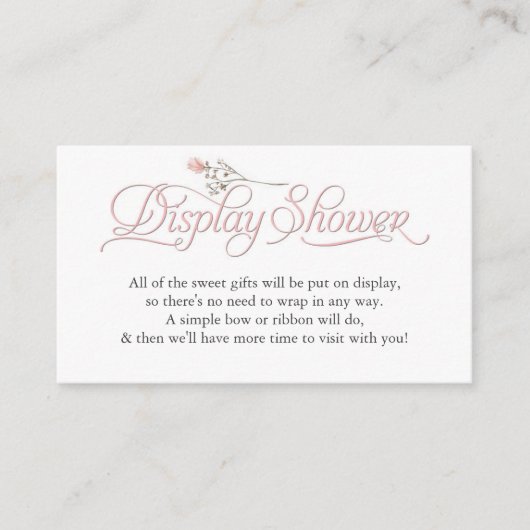 ピンクのワイルドフラワーエレガントスクリプト表示シャワー エンクロージャーカード (正面)