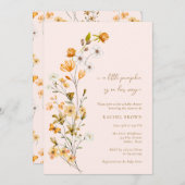 ピンクのワイルドフラワーカボチャの女の子の赤ちゃんシャワー 招待状 (正面/裏面)