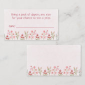 ピンクのワイルドフラワーガーデンおむつラッフルエンクロージャー エンクロージャーカード (正面/裏面)