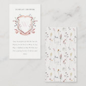 ピンクのワイルドフラワークレスト表示シャワー赤ちゃんシャワー エンクロージャーカード (正面/裏面)