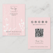 ピンクのワイルドフラワージュエリーヘアクリップ表示カード コーリングカード (正面/裏面)