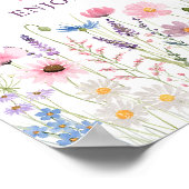 ピンクのワイルドフラワースウィートトリートベビーシャワーサイン ポスター (角)