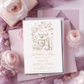 ピンクのワイルドフラワーズウィスク遠くにブライダルシャワー 招待状