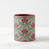 ピンクのワイルドフラワーダマスココーヒーマグ マグカップ (中央)