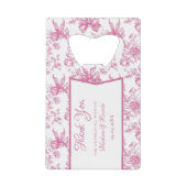 ピンクのワイルドフラワーティーブライダルシャワーの感謝 クレジットカード栓抜き (正面)