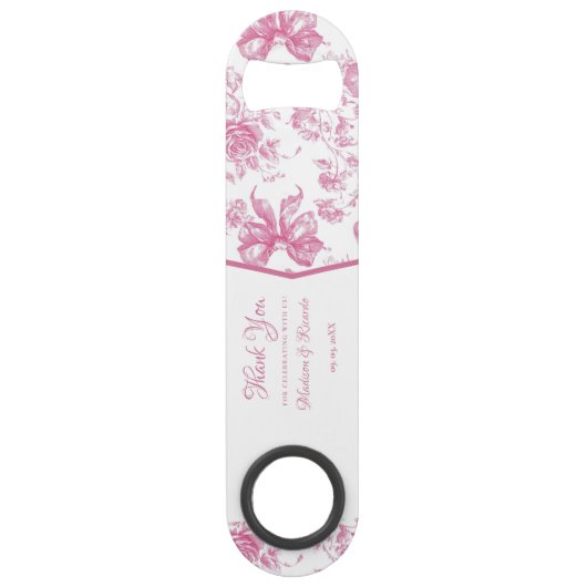 ピンクのワイルドフラワーティーブライダルシャワー感謝 スピード栓抜き (正面)