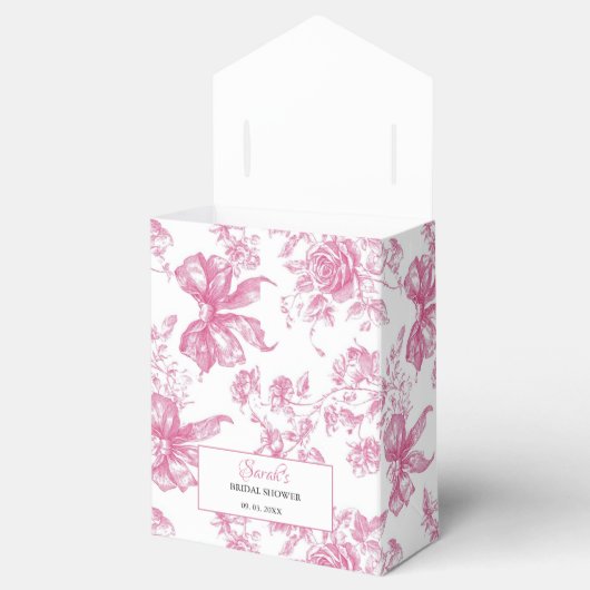 ピンクのワイルドフラワーティーブライダルシャワー フェイバーボックス (オープン)
