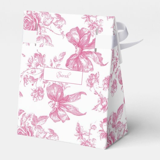 ピンクのワイルドフラワーティーブライダルシャワー フェイバーボックス (裏面サイド)