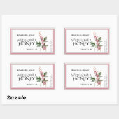 ピンクのワイルドフラワーハニーラベル(収穫日) 長方形シール (シート)