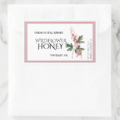 ピンクのワイルドフラワーハニーラベル(収穫日) 長方形シール (バッグ)
