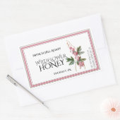 ピンクのワイルドフラワーハニーラベル(収穫日) 長方形シール (封筒)