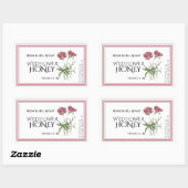 ピンクのワイルドフラワーハニーラベル（収穫日） 長方形シール (シート)