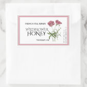 ピンクのワイルドフラワーハニーラベル（収穫日） 長方形シール (バッグ)
