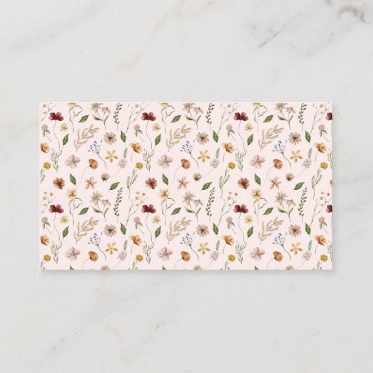 ピンクのワイルドフラワーパーソナライズされたの挿入エンクロージャカード エンクロージャーカード (裏面)