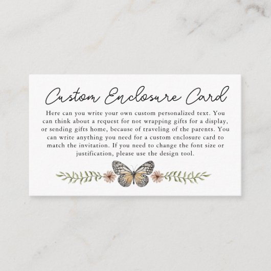 ピンクのワイルドフラワーパーソナライズされたの挿入エンクロージャカード エンクロージャーカード (正面)