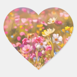 ピンクのワイルドフラワーフィールド2025 ハートシール