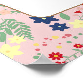 ピンクのワイルドフラワーフレームガールベビーシャワーへようこそ ポスター (角)