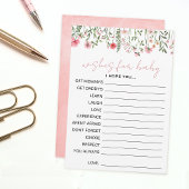 ピンクのワイルドフラワーフローラの赤ちゃんシャワーベビーの願い アドバイスカード