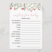 ピンクのワイルドフラワーフローラの赤ちゃんシャワーベビーの願い アドバイスカード (正面)