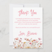 ピンクのワイルドフラワーフローラサンキューカード 招待状 (正面)