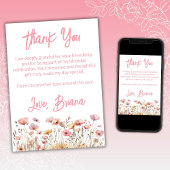 ピンクのワイルドフラワーフローラサンキューカード 招待状