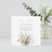 ピンクのワイルドフラワーベイビー ブルームベイビーシャワー 招待状 (スタンド正面)