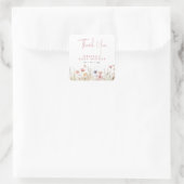 ピンクのワイルドフラワーベビーシャワーありがとう スクエアシール (バッグ)