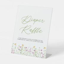 ピンクのワイルドフラワーベビーシャワーおむつラッフル