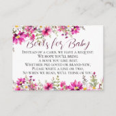 ピンクのワイルドフラワーベビーシャワーブックベビー エンクロージャーカード (正面)
