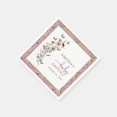 ピンクのワイルドフラワーベビーシャワー スタンダードカクテルナプキン (角)