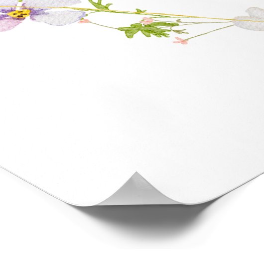 ピンクのワイルドフラワーボウベイビーシャワーウェルカムサイン ポスター (角)