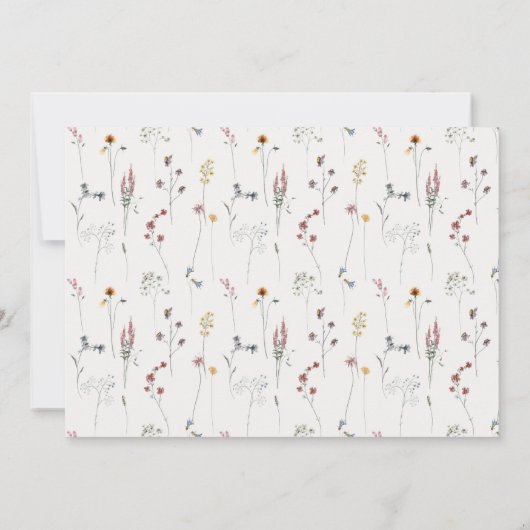 ピンクのワイルドフラワーモノグラムクレスト写真バプテスマ 招待状 (裏面)