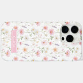 ピンクのワイルドフラワー水彩モノグラム Case-Mate iPhoneケース (裏面 (横))