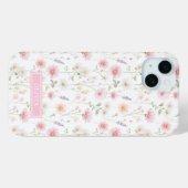 ピンクのワイルドフラワー水彩モノグラム Case-Mate iPhoneケース (裏面 (横))