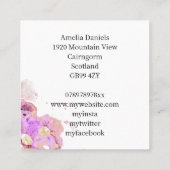 ピンクのワイルドフラワー水彩名刺 スクエア名刺 (裏面)