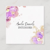 ピンクのワイルドフラワー水彩名刺 スクエア名刺 (正面)