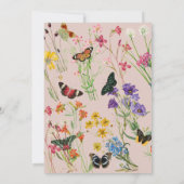 ピンクのワイルドフラワー蝶の赤ちゃんシャワー 招待状 (裏面)