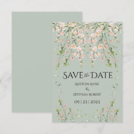 ピンクのワイルドフラワー シェイグリーン ウェディング セーブザデート