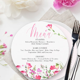 ピンクのワイルドフラワー プレtty ウェディング シャワー メニュー