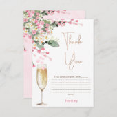 ピンクのワイルドフラワー ペタル ブライダル シャワー 感謝カード (正面/裏面)