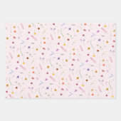 ピンクのワイルドフラワー ラッピングペーパーシート (正面)