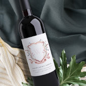 ピンクのワイルドフラワー・水彩画の紋章 ブライダルシャワー ワインラベル