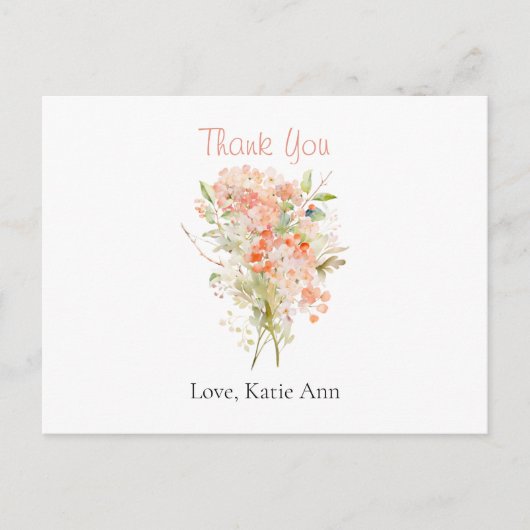 ピンクのワイルドフラワー・水彩花  ポストカード (正面)